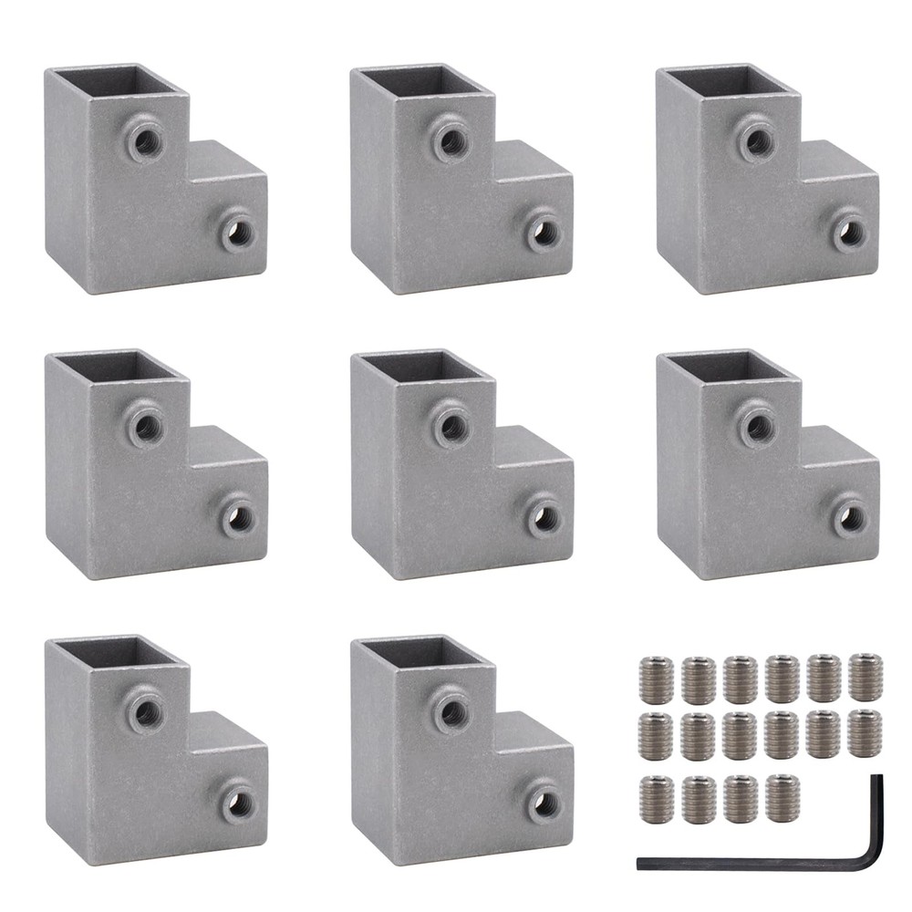 8 PCS 1''/25 mm Square Tube Connector, 90 Degree 2-Way Elbow Square Pipe Fitt...