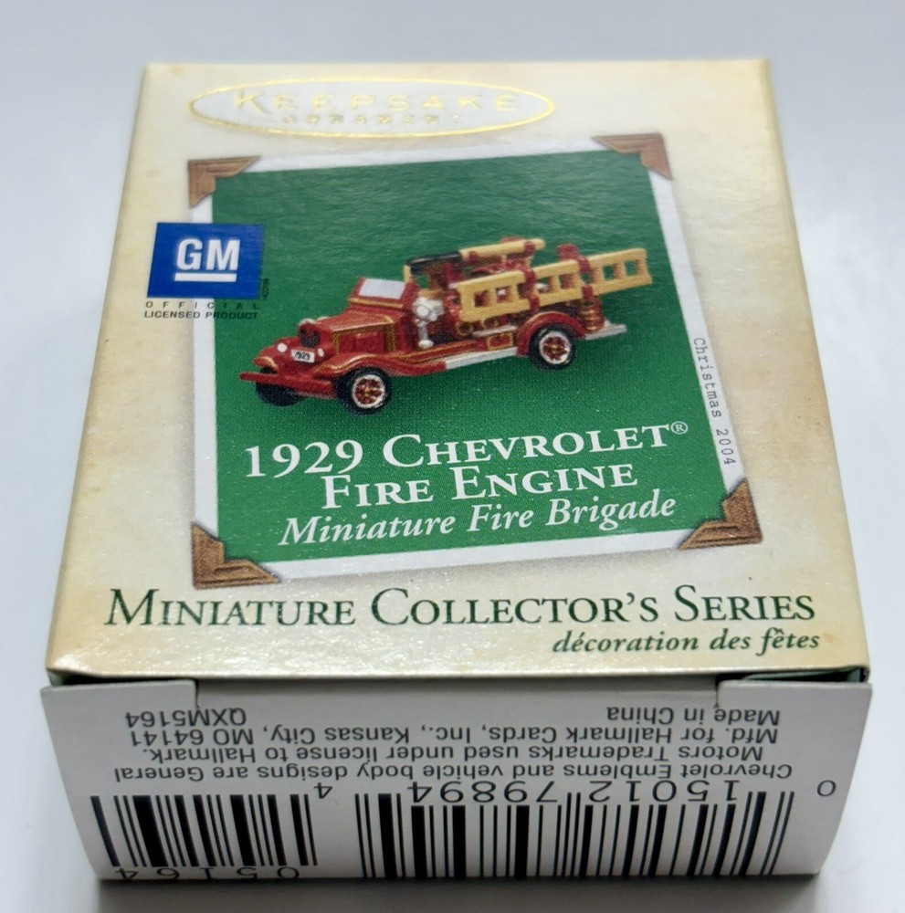 2004 Hallmark Mini Series 1929 Chevrolet Fire Engine Ornament Brand New