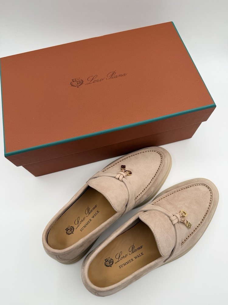 Loro Piana Summer Charm Walk Women’s EU 37 Sandstone Loafer Shoes