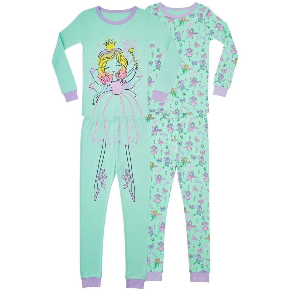 Members Mark Girls Fairy 4-Piece Pajama Set Size 2T  -image