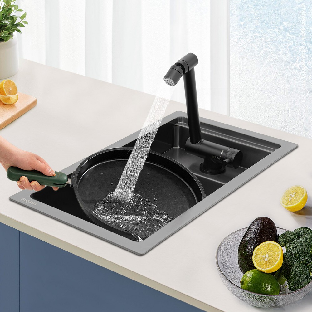 Hidden Drop-in Single Bowl Kitchen Sink with Folding Faucet