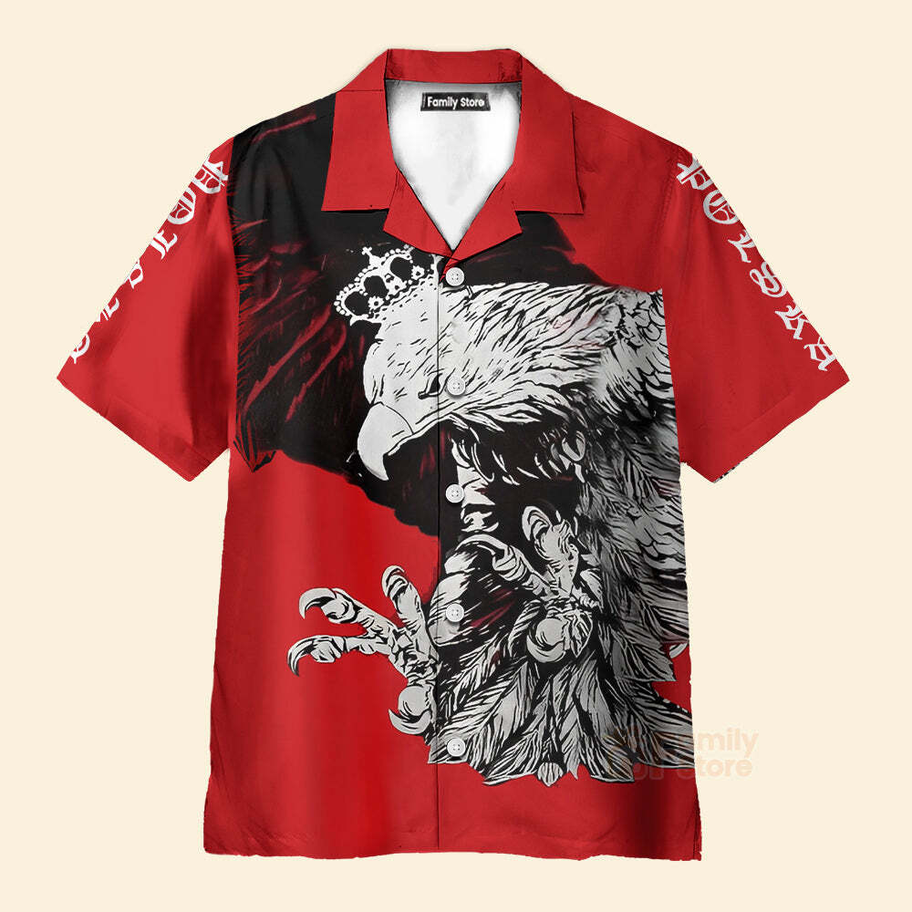 Red Polish Eagle Aloha Hawaiian Shirts For Men Women