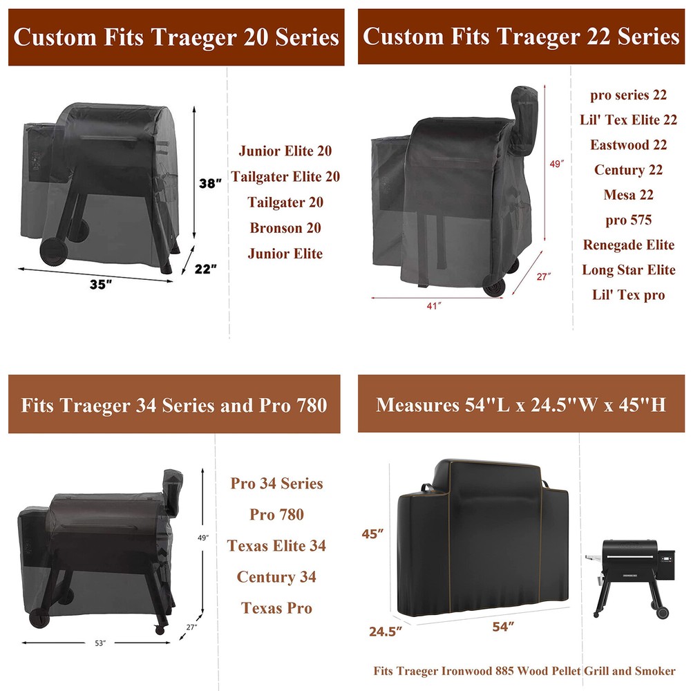 BBQ Grill Cover for Traeger 20,Traeger Pro 22,Traeger Pro 34,Traeger Ironwood885