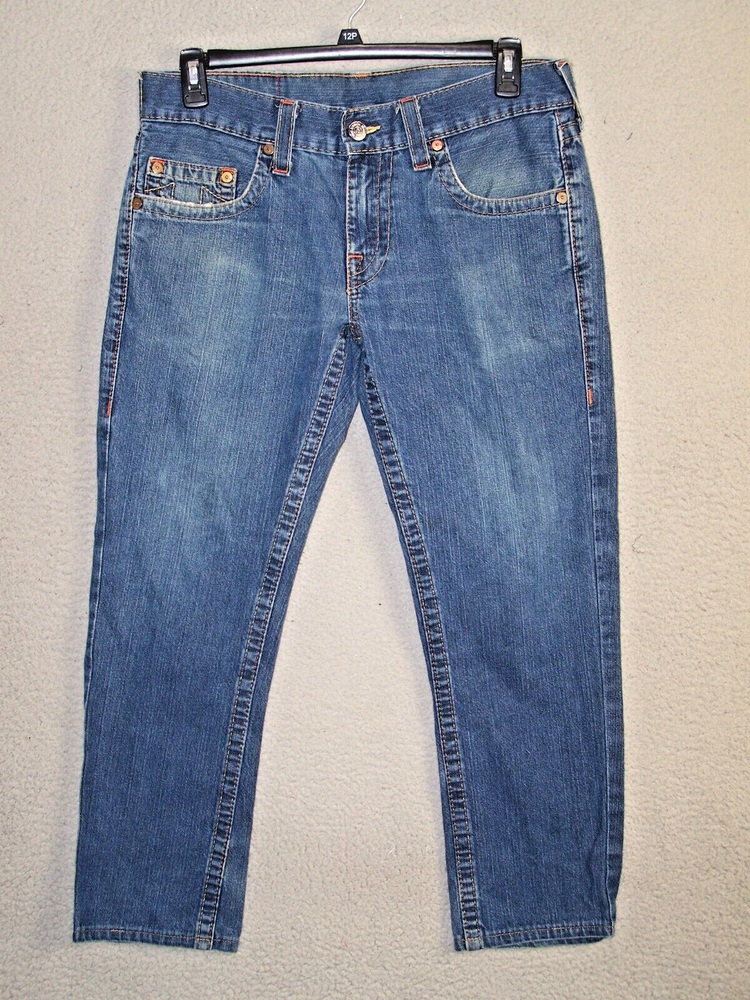 Vintage True Religion Bobby Straight Jeans 32W 27L Blue Denim Mens World Tour Style