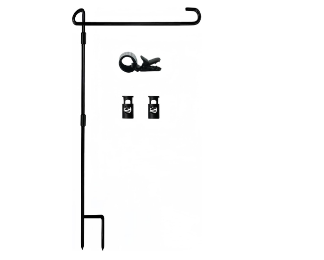 Garden Flag Stand-Holder-Pole with Garden Flag Stopper and Anti-Wind Clip for...