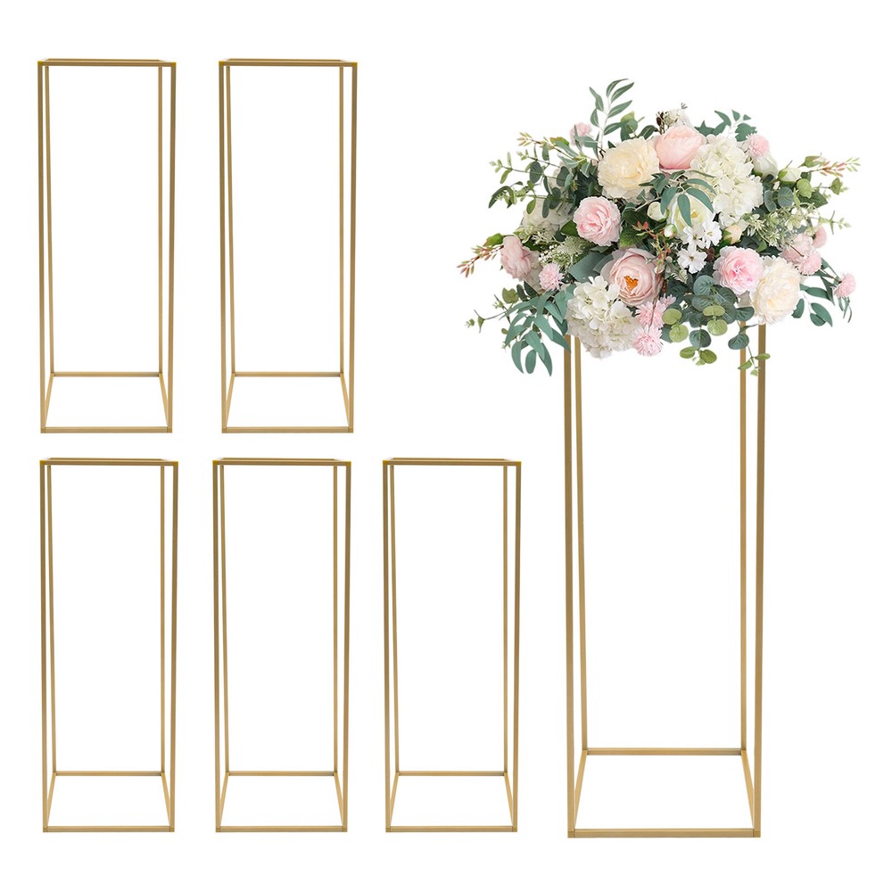 5PC 31.5in Tall Gold Metal Flower Stand for Wedding Table Centerpieces Decor