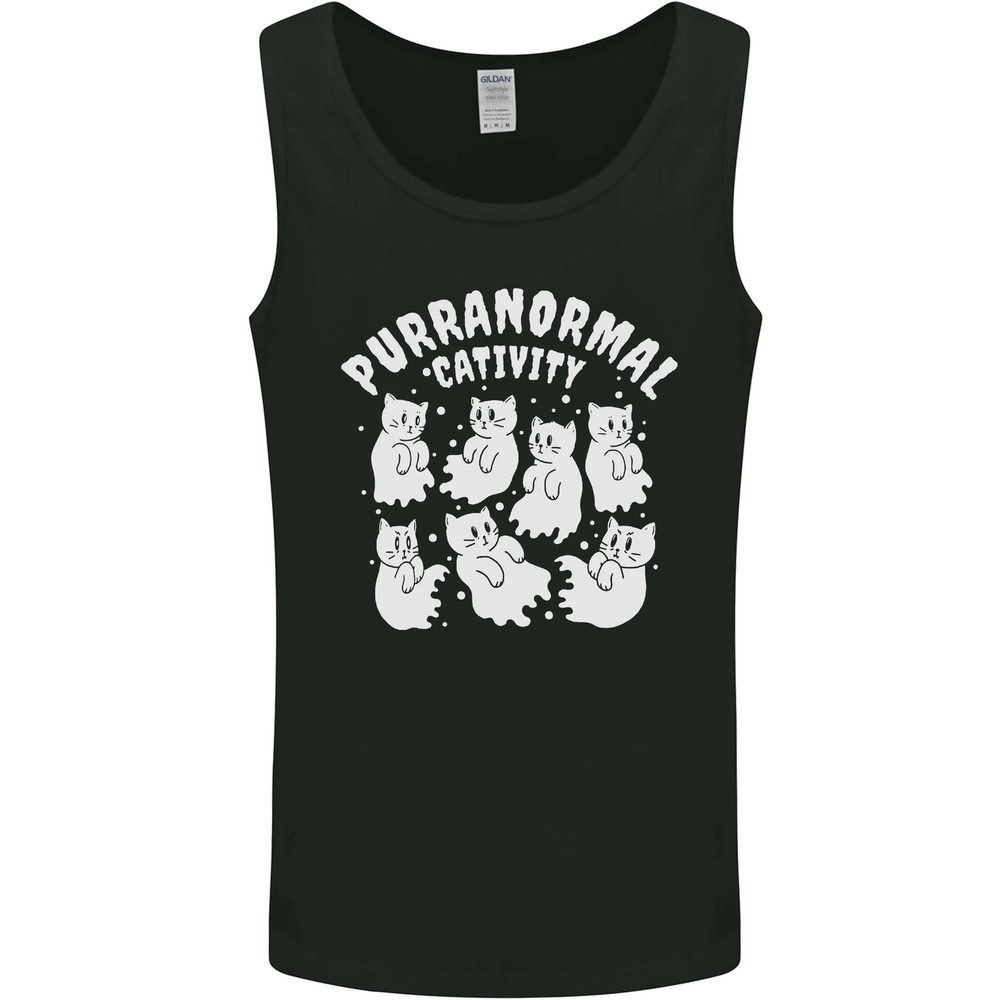 Purranormal Cativity Funny Halloween Cat Mens Vest Tank Top