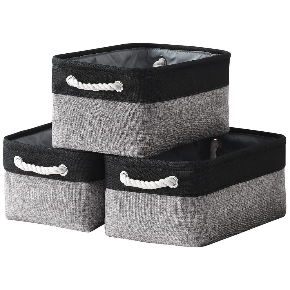 Medium 3 Pack Collapsible Storage Basket 14x10x7 Inch for Organizing