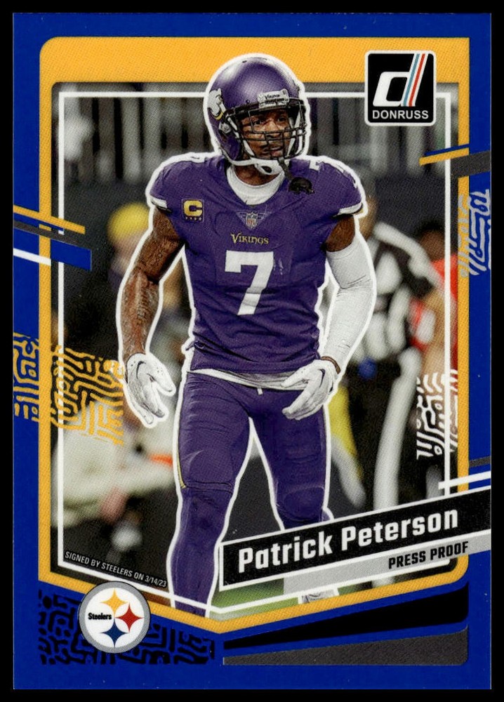 2023 Donruss Patrick Peterson #253 Blue Press Proof Football Card