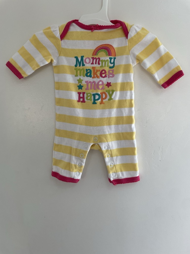 Circo Baby Girls Colorful Rainbow Graphic Striped 100% Cotton 1-Piece Yellow NB