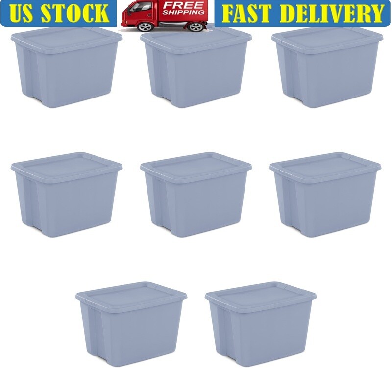 18-Gallon Stackable Plastic Storage Bins with Lids - 8-Pack