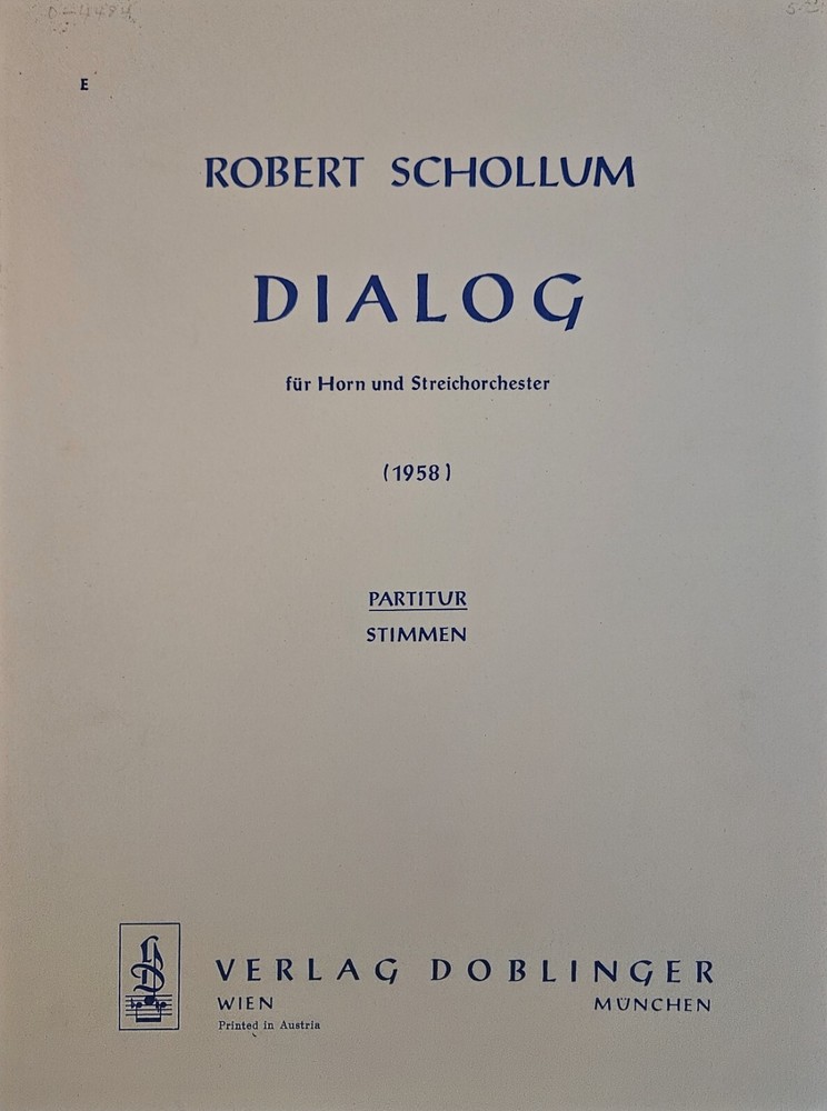 Robert Schollum Dialog for Horn and String Orchestra Full Score Verlag Doblinger