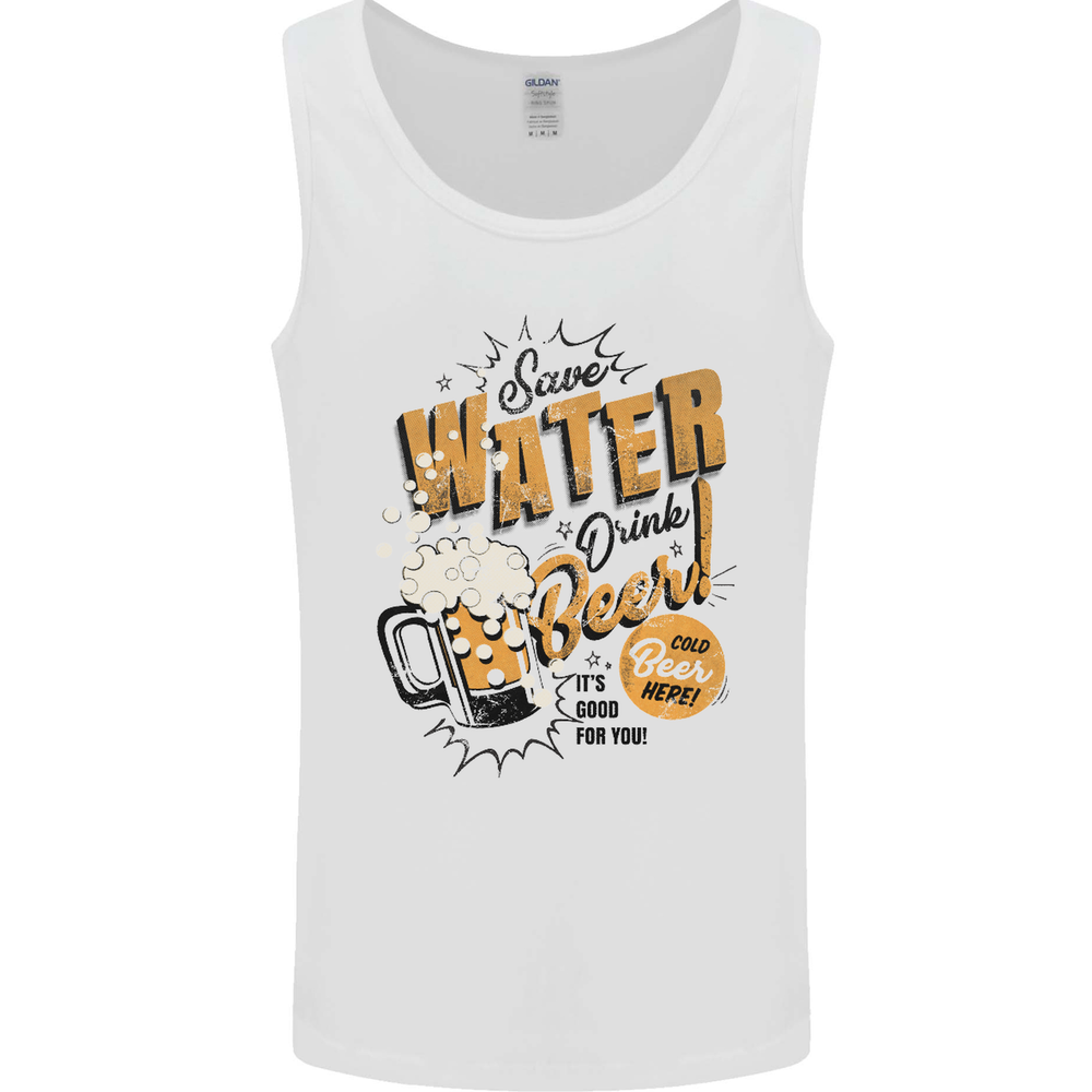 Save Water Drink Beer Funny Alcohol Mens Vest Tank Top