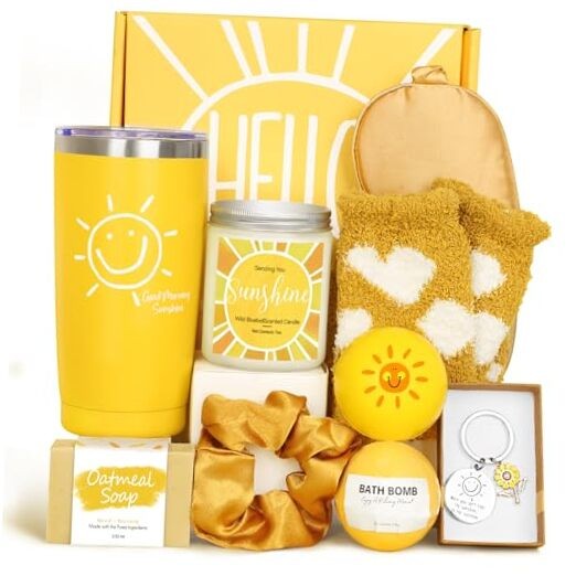 Gift Baskets for Women, 10pcs Unique Birthday Gifts for Women, Best Yellow