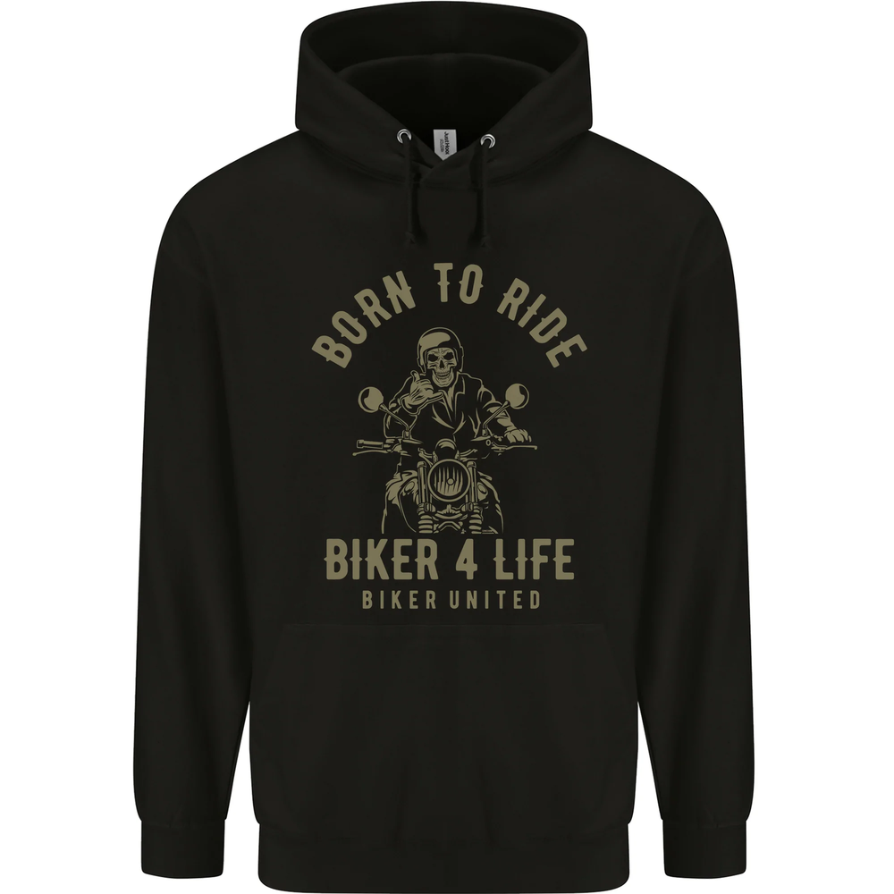 Biker 4 Life Motorbike Motorcycle Skull Mens 80% Cotton Hoodie