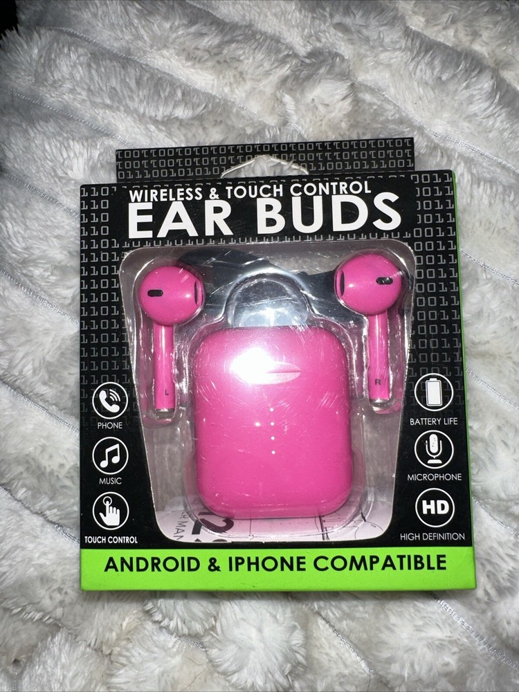 Wireless & Touch Control Earbuds Pink With Free Shipping!