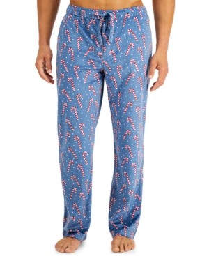 Club Room Men's Holiday Fleece Pajama Set Light Blue Candy Cane Navy Size Large