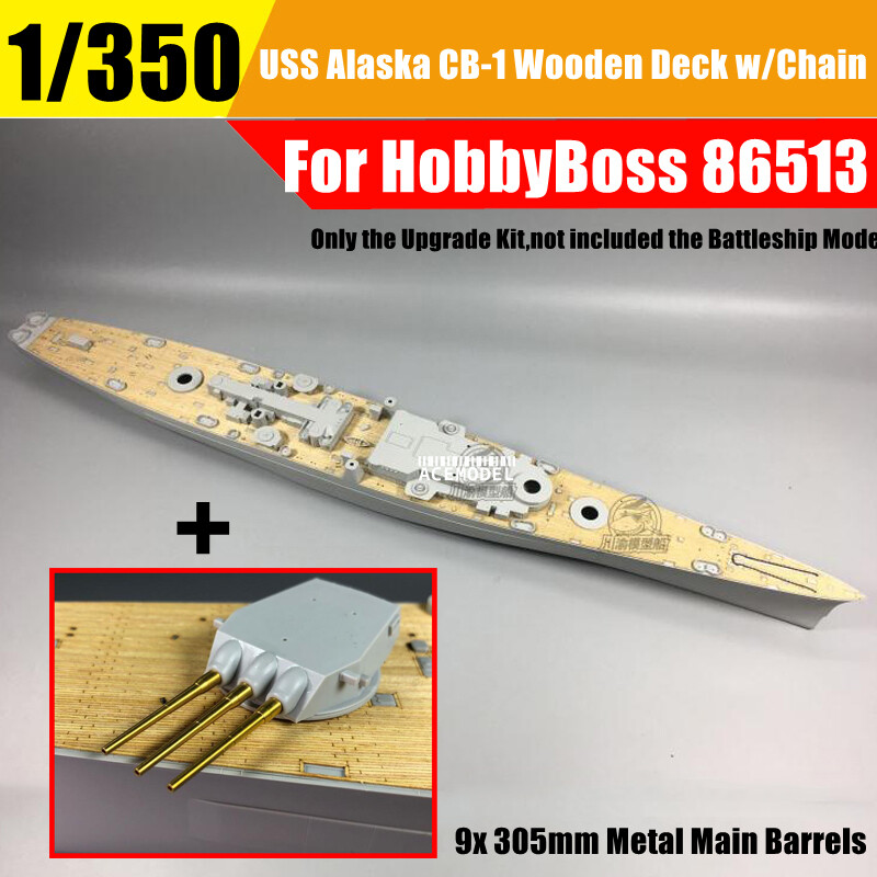 1/350 USS Alaska CB-1 Wooden Deck+Gun Barrels Detail-up Kit for HobbyBoss 86513