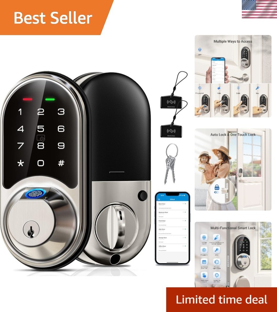 Smart Fingerprint Keyless Entry Deadbolt Lock in Satin Nickel