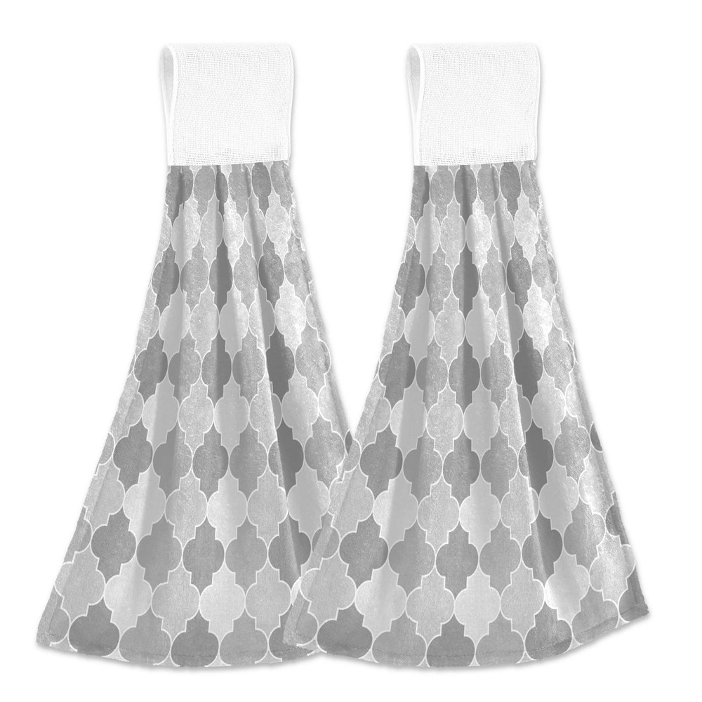 Arabic Moroccan Lattice Kitchen Towel 12x17 Inch Gray Geometric Plaid Design
