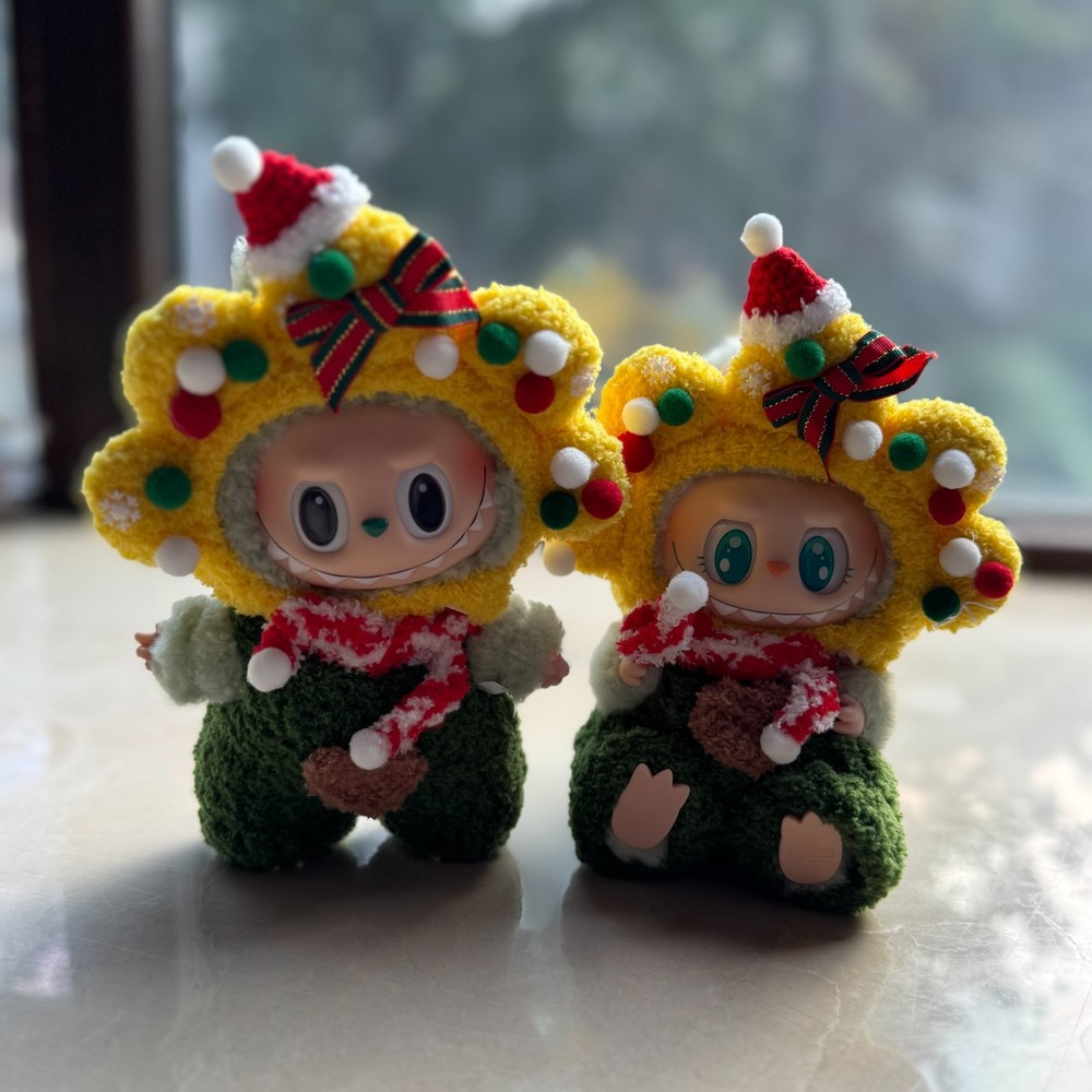 Festive Labubu Crochet Outfit with Hat Overalls Scarf
