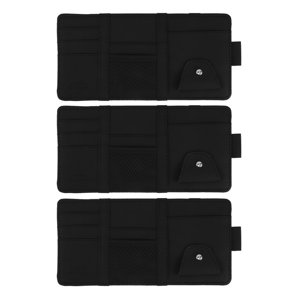 3pcs Visor Organizer Bag With Card Holder Sunglasses Clip And Document Pocket