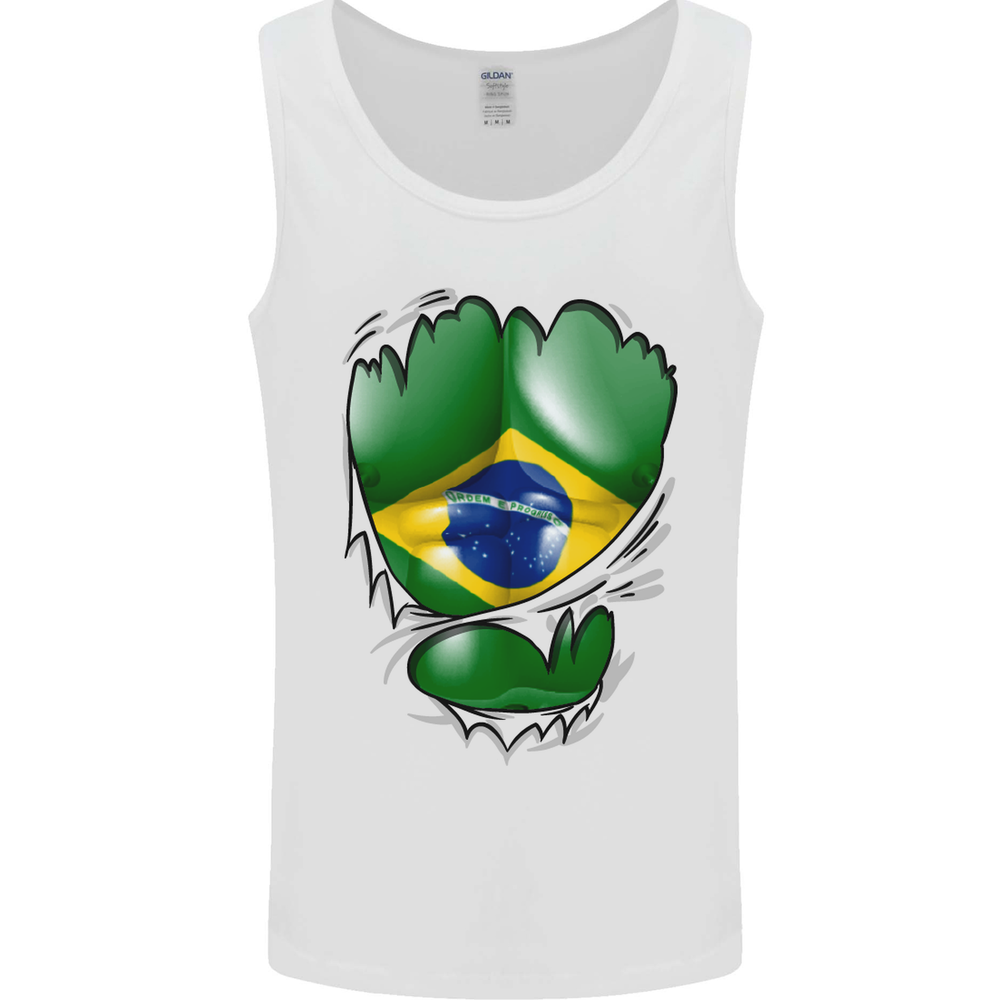 Gym Brazilian Flag Ripped Muscles Brazil Mens Vest Tank Top
