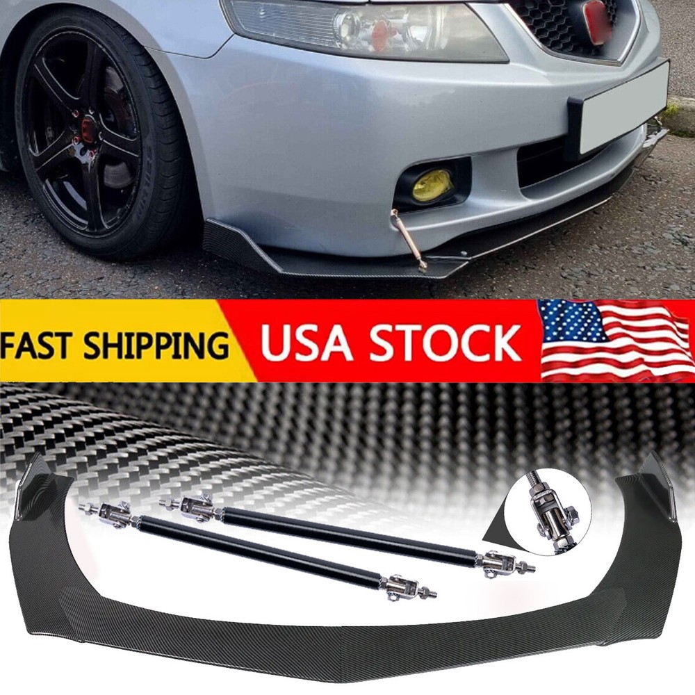 Front Lip Bumper Body Kits Splitter+Spoiler Carbon Fiber  For Honda Accord Civic