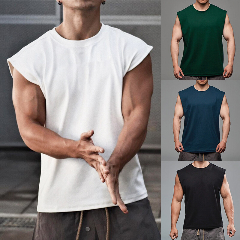 Men Muscle Tank Tops Sleeveless Gym Bodybuilding Training Vest Workout T-Shirt W