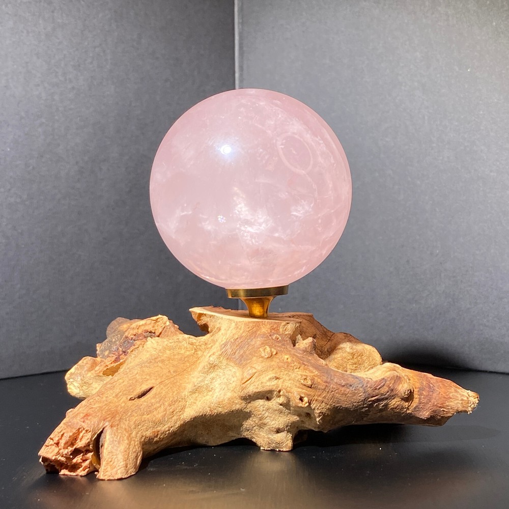 319g RARE Pink Rose Quartz Sphere Crystal Ball Reiki Healing