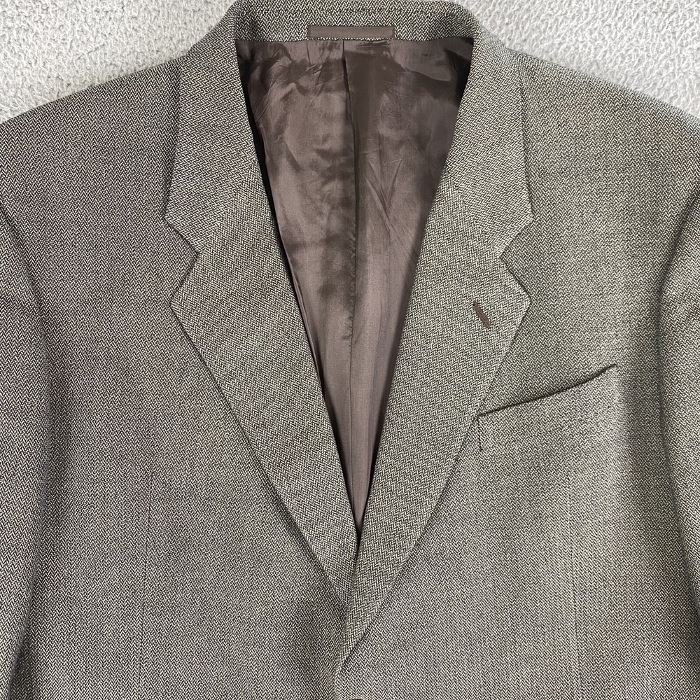 Armani Collezioni Mens 48R Gray Silk Herringbone Blazer Sport Coat Made in Italy