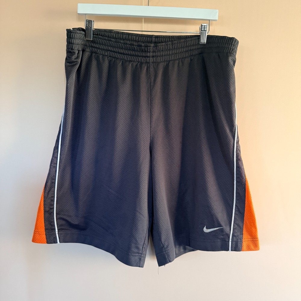 Vintage Nike Mesh Basketball Shorts Grey Orange Men's Size Large L