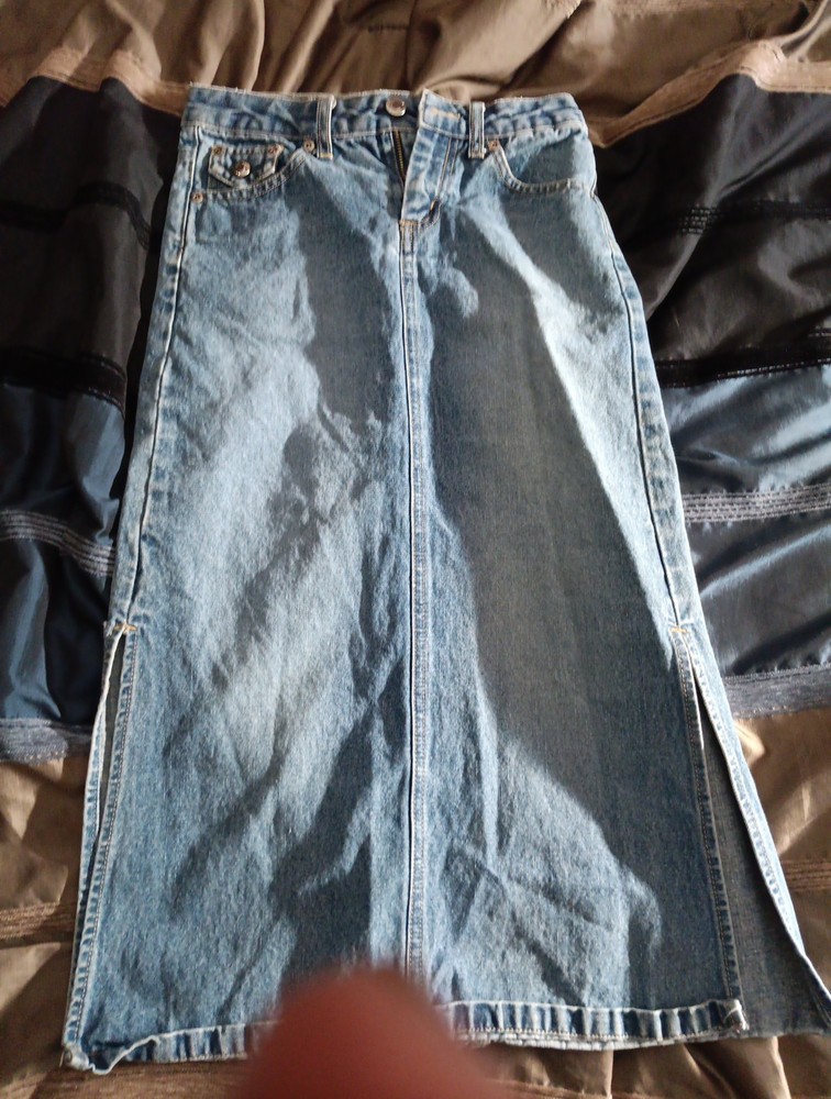 Vintage Arizona Women’s Denim Maxi Pencil Skirt Y2K 90’s Side Slits Size 8