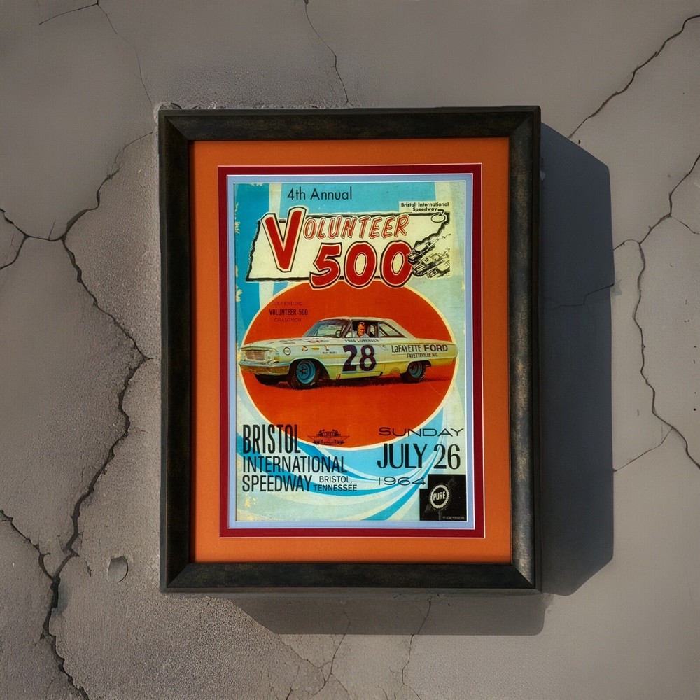 Vintage 1964 Bristol NASCAR Volunteer 500 Original Race Poster