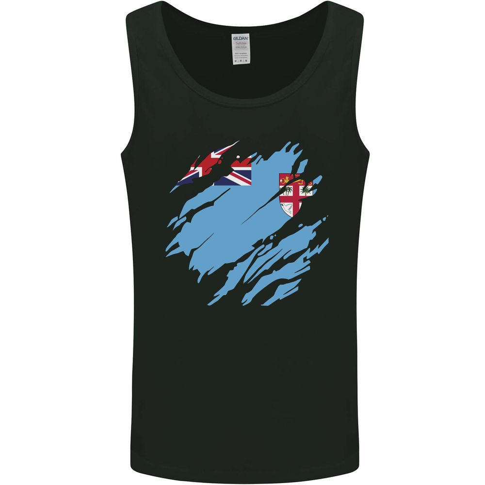 Torn Fiji Flag Fijian Day Football Mens Vest Tank Top