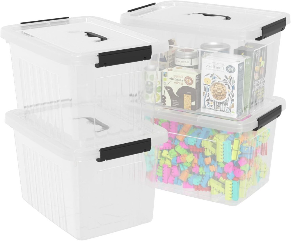 4-Pack Clear Plastic Storage Bins with Lids 18-70 Quart Capacity