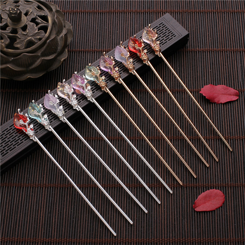 Retro Chinese Style Hair Stick Women Metal Hairpin Jewelry Hair Clip Accessories