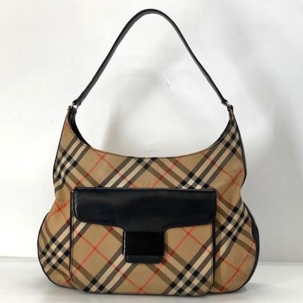 Burberry Shoulder Bag Nova Check Canvas Beige Authentic F110496