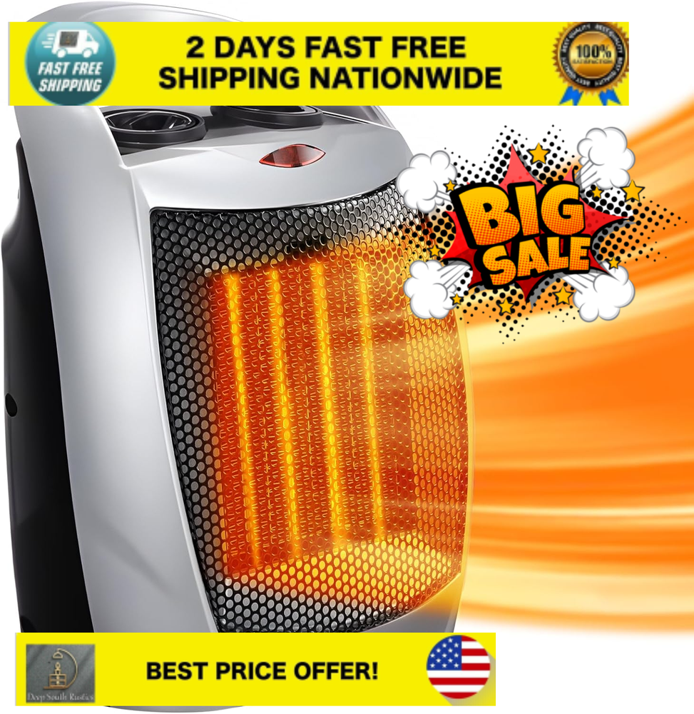 Space Heater,1500W/750W Ceramic Small Heater with Thermostat,Electric Portable