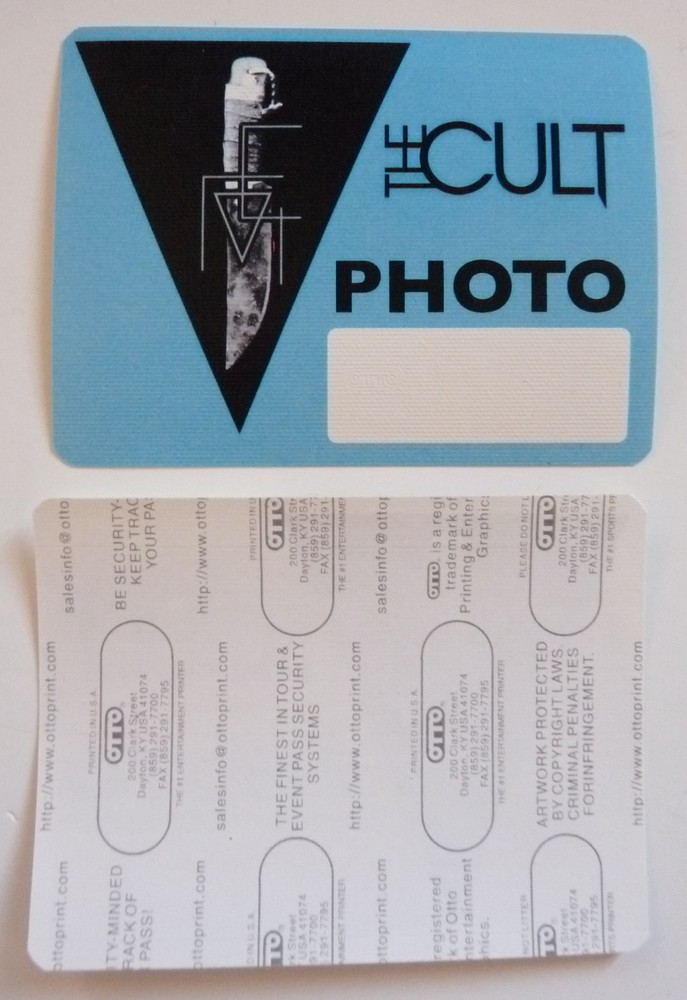 The Cult Concert Tour Blue Photo Backstage Pass D7