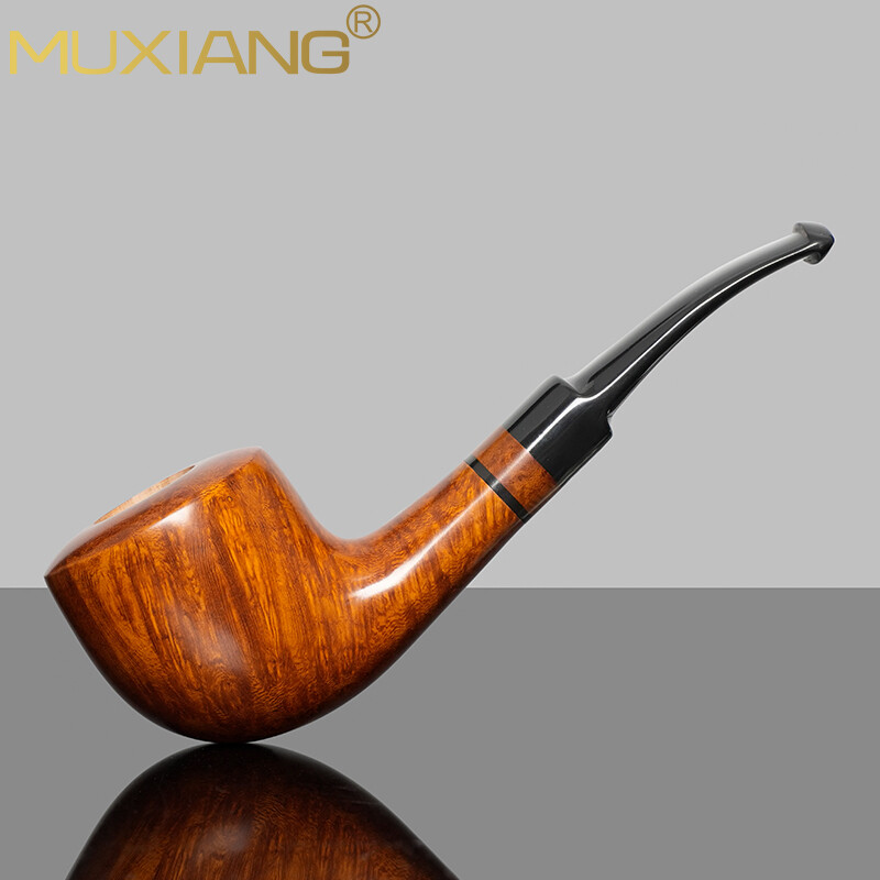 MUXIANG Briar Wood Freehand Bent Saddle Stem Tobacco Brandy Pipe
