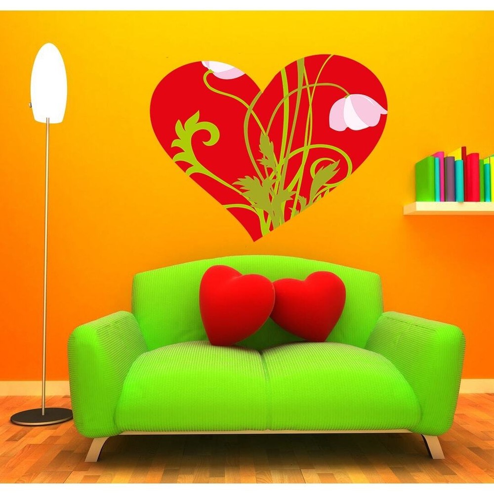 Flowered Heart Decal, Flowered Heart Sticker, Flowered Heart