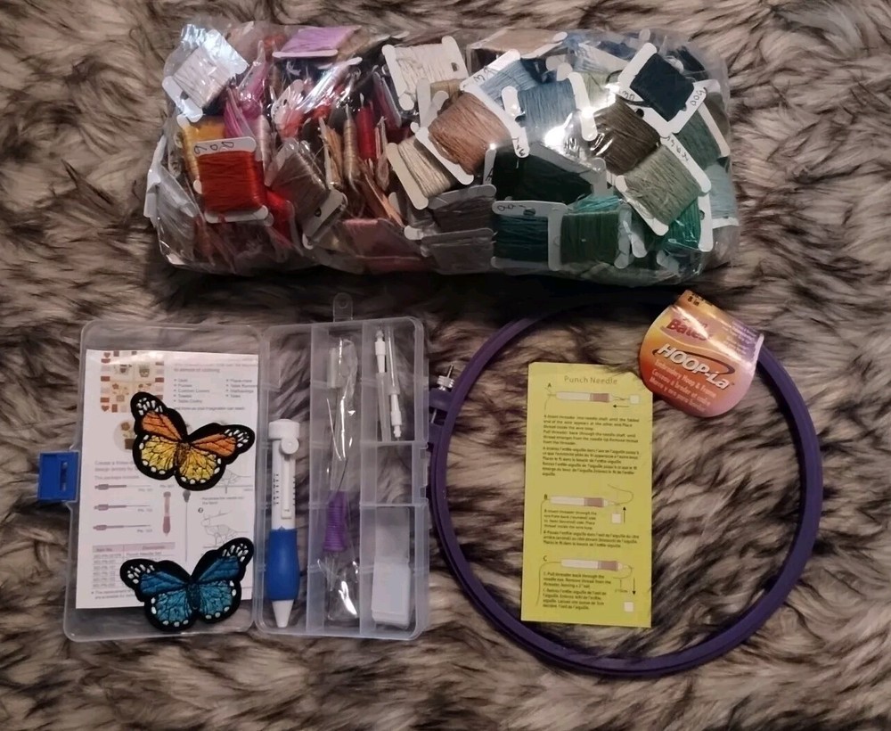 300 Embroidery Floss Thread Cross Stitch Needlepoint Hoop Punch Needle Kit New