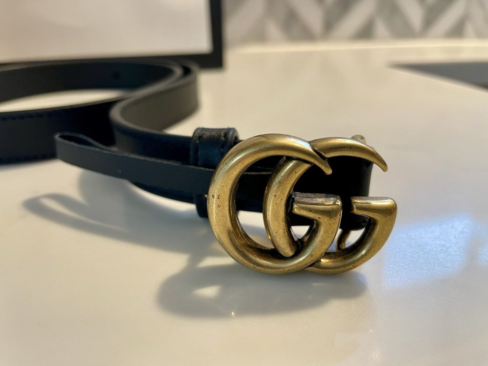 Gucci GG Marmont Black Leather Belt Size 65/26 with Box