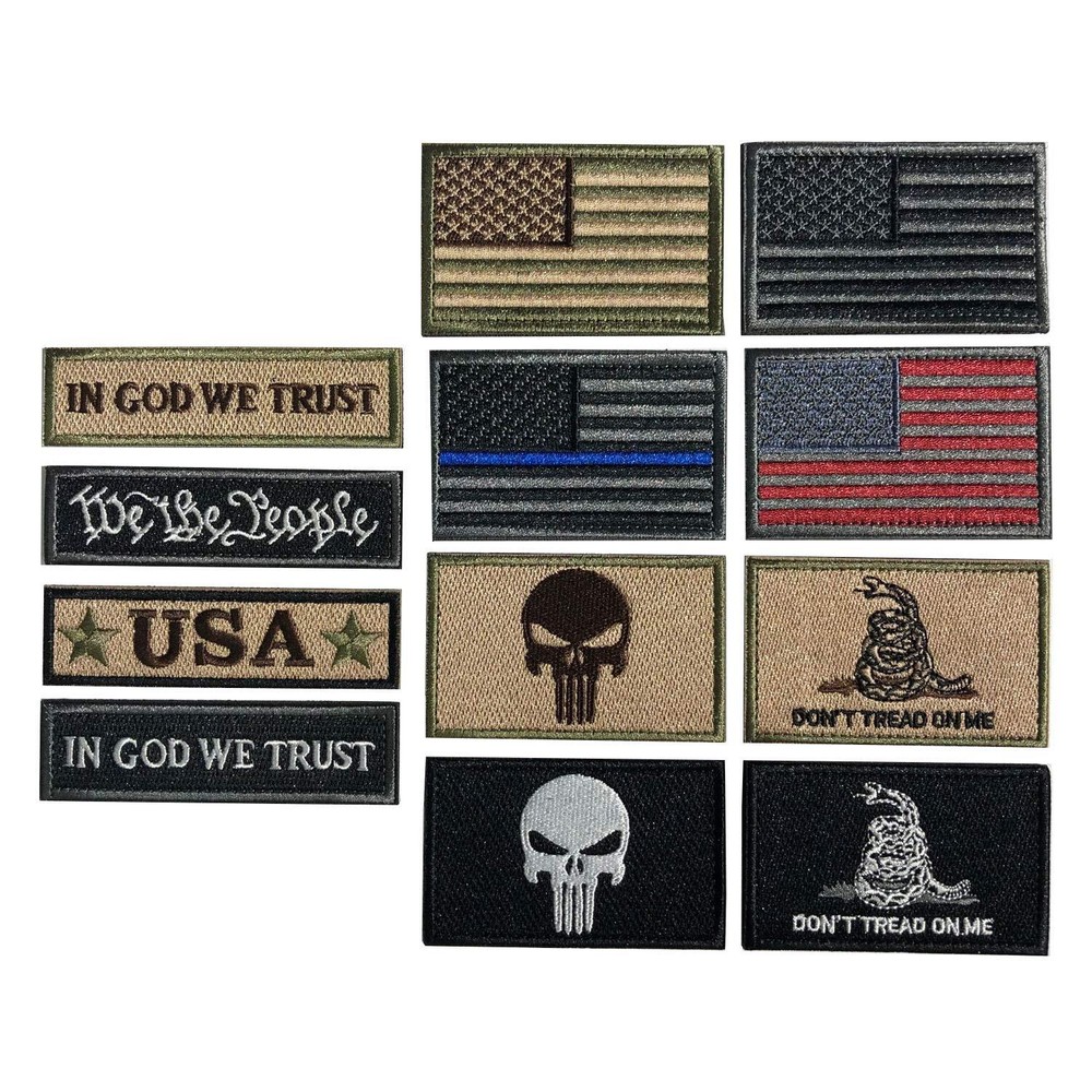 Bundle 12 Pieces USA Patch Thin Blue Line American Flag US United States Patc...