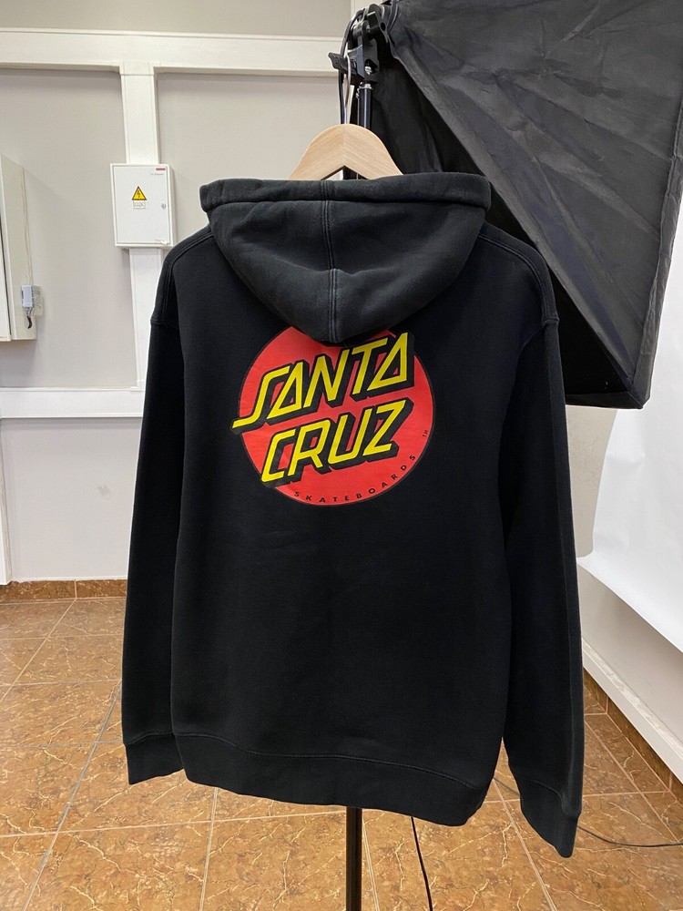 🇺🇸 Vintage Y2K Santa Cruz Skateboards Hoodie Rare Retro Hype size S Black
