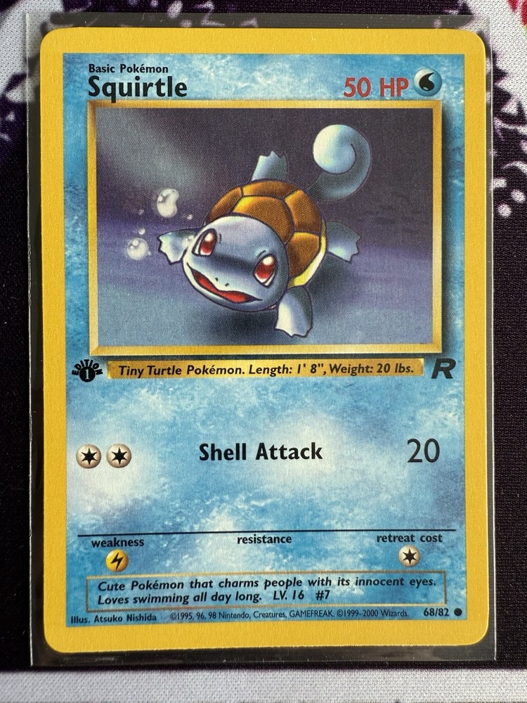 Vintage 1st Edition Team Rocket Squirtle 68/82 Pokemon Card Near Mint