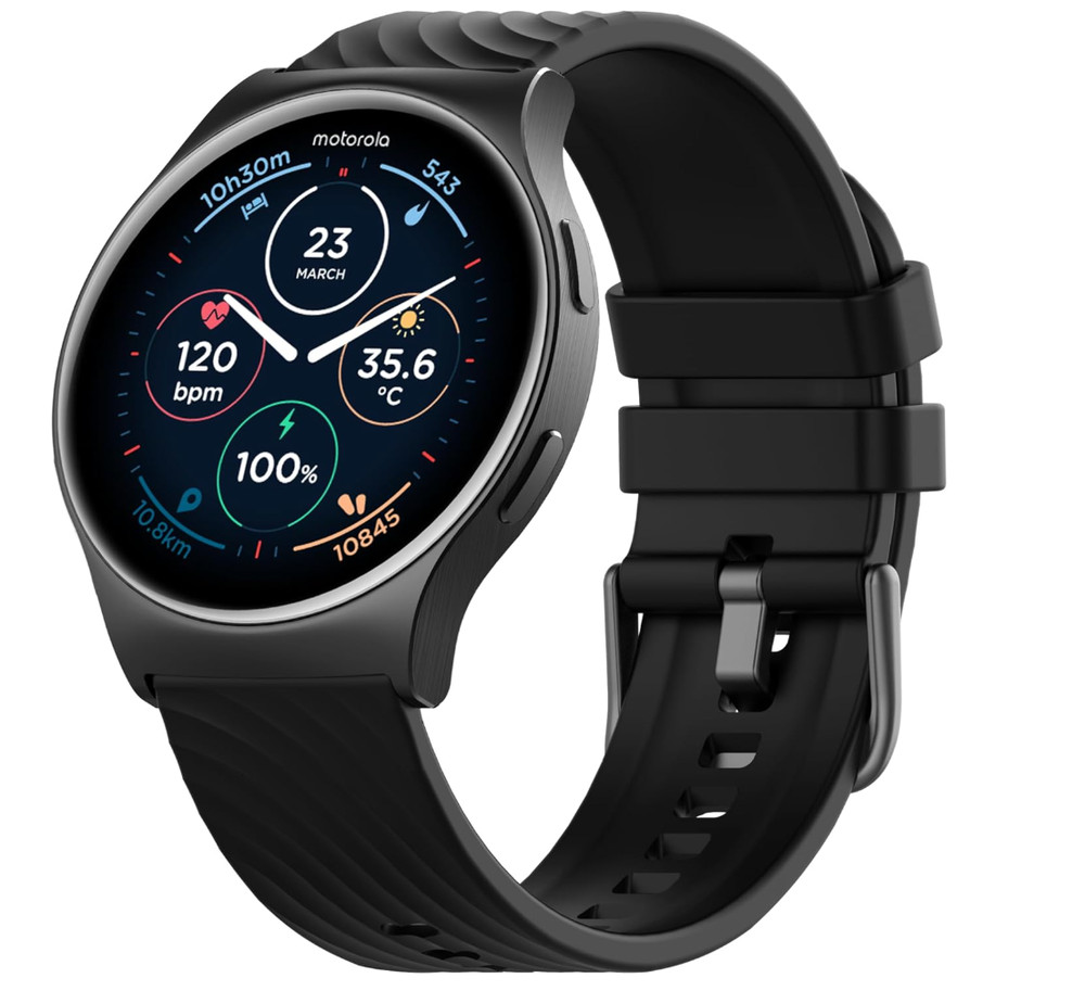 Motorola Moto Watch 120 - Premium Bluetooth AMOLED Smartwatch - Phantom Black