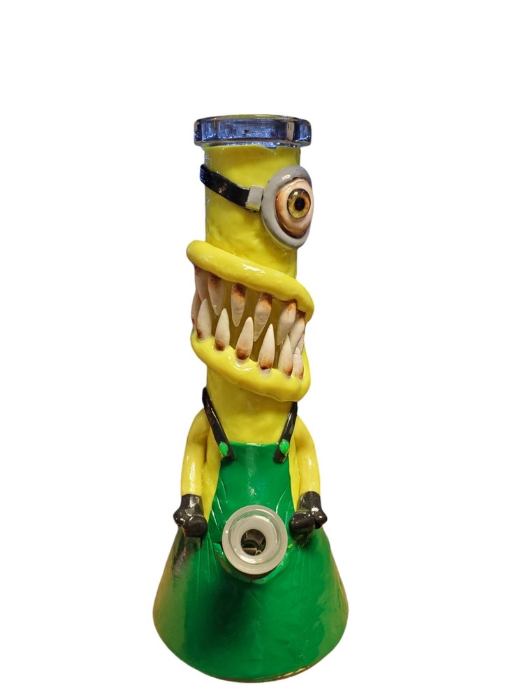 3D Water Pipe figurine Beaker Thick Glass 12” Tall 1 Piece Graphic Character