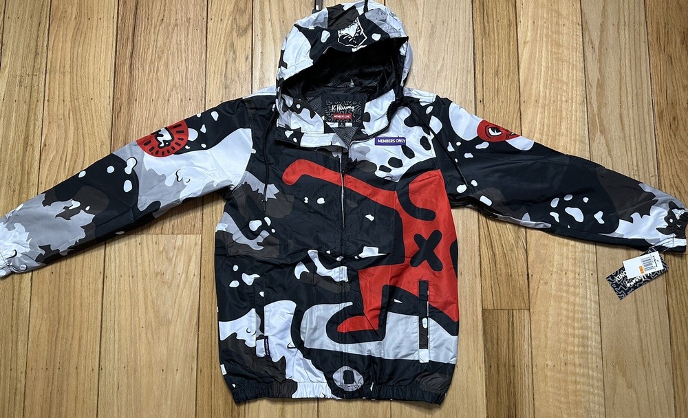 Keith Haring Crowd Surfing Windbreaker Jacket Members Only NWT-image